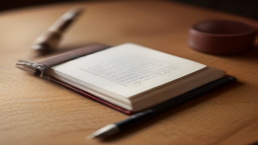 A close-up of a diplomatic fountain pen resting on top of a drafted global peace agreement document on a polished oak desk, photorealistic style.